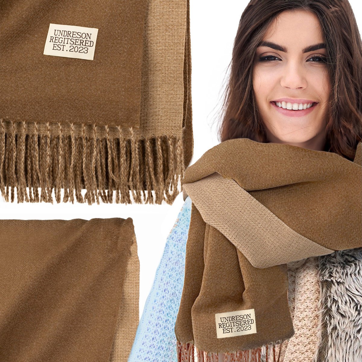 SZALIK SZAL DAMSKI ZIMOWY CIEPŁY DUŻY Elegancki Dwustronny Z Frędzlami