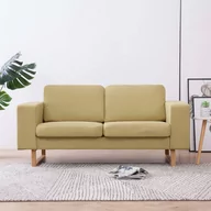Sofy i kanapy - vidaXL vidaXL 2-osobowa sofa tapicerowana tkaniną, zielona - miniaturka - grafika 1