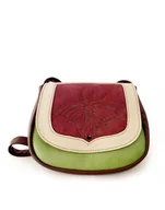 Torebki damskie - DZIKUSKA ORIENTALNA torebka listonoszka skóra naturalna bordo zieleń ecru ĆMA - miniaturka - grafika 1
