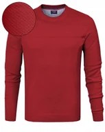 Swetry męskie - Elegancki SWETER Męski Klasyczny CZERWONY Bawełniany XXL Pako Jeans - miniaturka - grafika 1