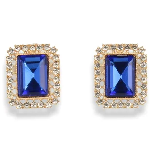 Klipsy do uszu złote z chabrowym kamieniem - Kolczyki - miniaturka - grafika 1