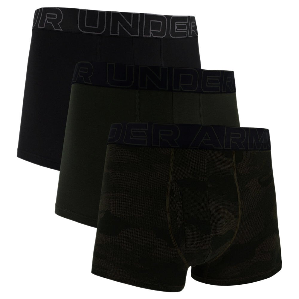 Bokserki męskie Under Armour Performance Cotton - Print 3in 3Pack Baroque Green L