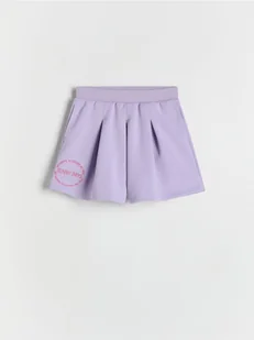 Reserved - Bawełniane szorty z haftem - lawendowy - Spodnie i spodenki dla dziewczynek - miniaturka - grafika 1