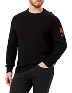 Bluzy męskie - BOSS Męska bluza Knitted, czarna, S - miniaturka - grafika 1
