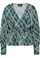 Bluzki damskie - faina bluzka damska 19520112, ciemnozielony, wielokolorowy, S - miniaturka - grafika 1