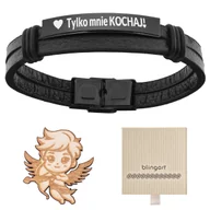 Bransolety męskie - Bransoletka z GRAWEREM męska / damska skórzana bla - miniaturka - grafika 1