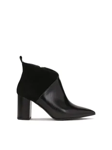 Czarne botki z gładkiej skóry i zamszu - 37 - Botki damskie - miniaturka - grafika 1