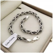 Bransolety męskie - Srebrna Męska Bransoletka Królewska 925 Splot Królewski Prezent Dla Niego - miniaturka - grafika 1