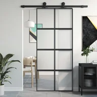 Drzwi wewnętrzne - Drzwi przesuwne, czarne, 90x205 cm, szkło hartowane, aluminium 8721012120570 - miniaturka - grafika 1