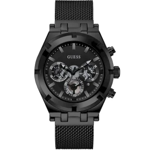 Zegarek Czarny zegarek męski Guess Continental z bransoletką mesh GW0582G3 - Zegarki męskie - miniaturka - grafika 1