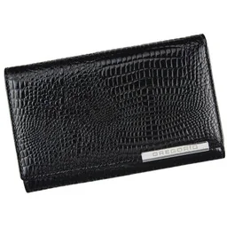 Portfel Damski Skórzany GREGORIO Duży Z Suwakiem Lakierowany RFID GF-112 CZARNY 15 x 10 x 4 [cm] - Portfele - miniaturka - grafika 1