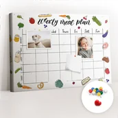 Tablice i flipcharty - Szkolna Tablica korkowa 60x40 cm, Kolorowe Pinezki, wzór Tygodniowy jadłospis - miniaturka - grafika 1