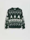 Bluzy dla chłopców - Reserved - Sweter ze wzorem - zielony - miniaturka - grafika 1