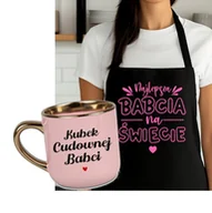 Gadżety dla niej i dla niego - Zestaw prezentowy dla Babci - Fartuch najlepsza babcia na świecie kuchenny plus kubek - miniaturka - grafika 1