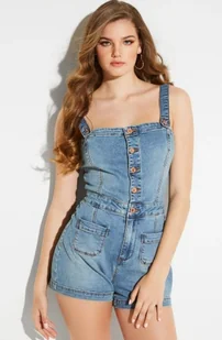 GUESS OGRODNICZKI DAMSKIE JEANS KRÓTKIE M WŁB - Spodnie damskie - miniaturka - grafika 1