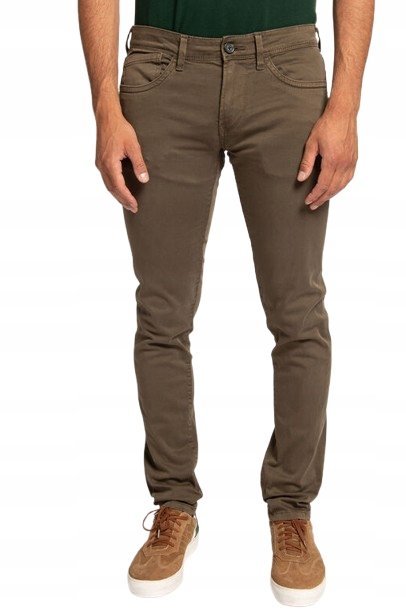 PEPE JEANS SPODNIE MĘSKIE ZIELONE PROSTE 34/34 P9L