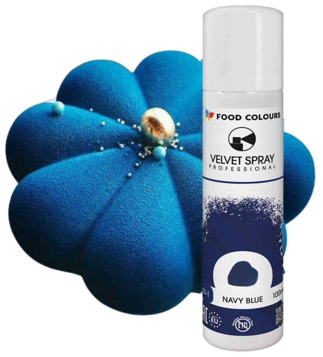 Barwnik spożywczy jadalny zamsz w spray granatowy ozdoby na tort 100ml
