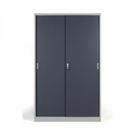 Szafy biurowe - B2B Partner Metalowa szafa z przesuwnymi drzwiami, demontowana, 4 półki, 1200 x 1990 x 450 mm, ciemnoszary 908021 - miniaturka - grafika 1