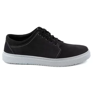 Buty męskie skórzane casual 894J czarne szarym - Joker - Półbuty męskie - miniaturka - grafika 1