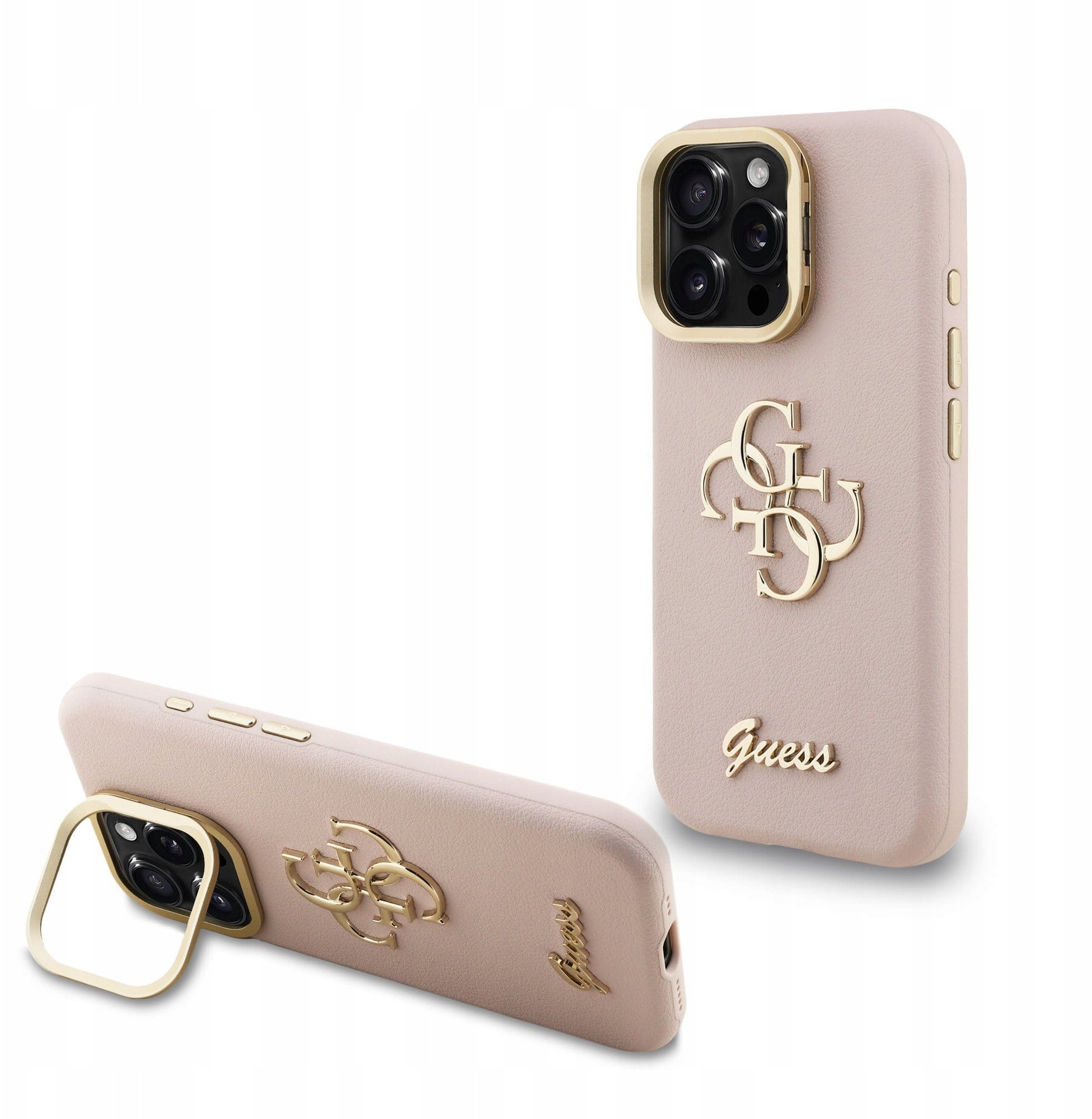 Etui Guess PU Grained 4G Logo Stand do iPhone 15 Pro Max Różowe Styl i funkcjonalność