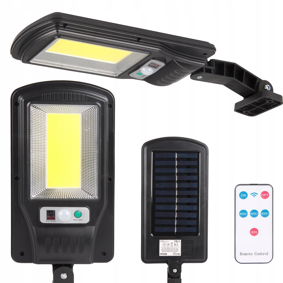 LAMPA LED SOLARNA 10W = 100W Z CZUJNIKIEM OGRODOWA ZEWNĘTRZNA uliczna