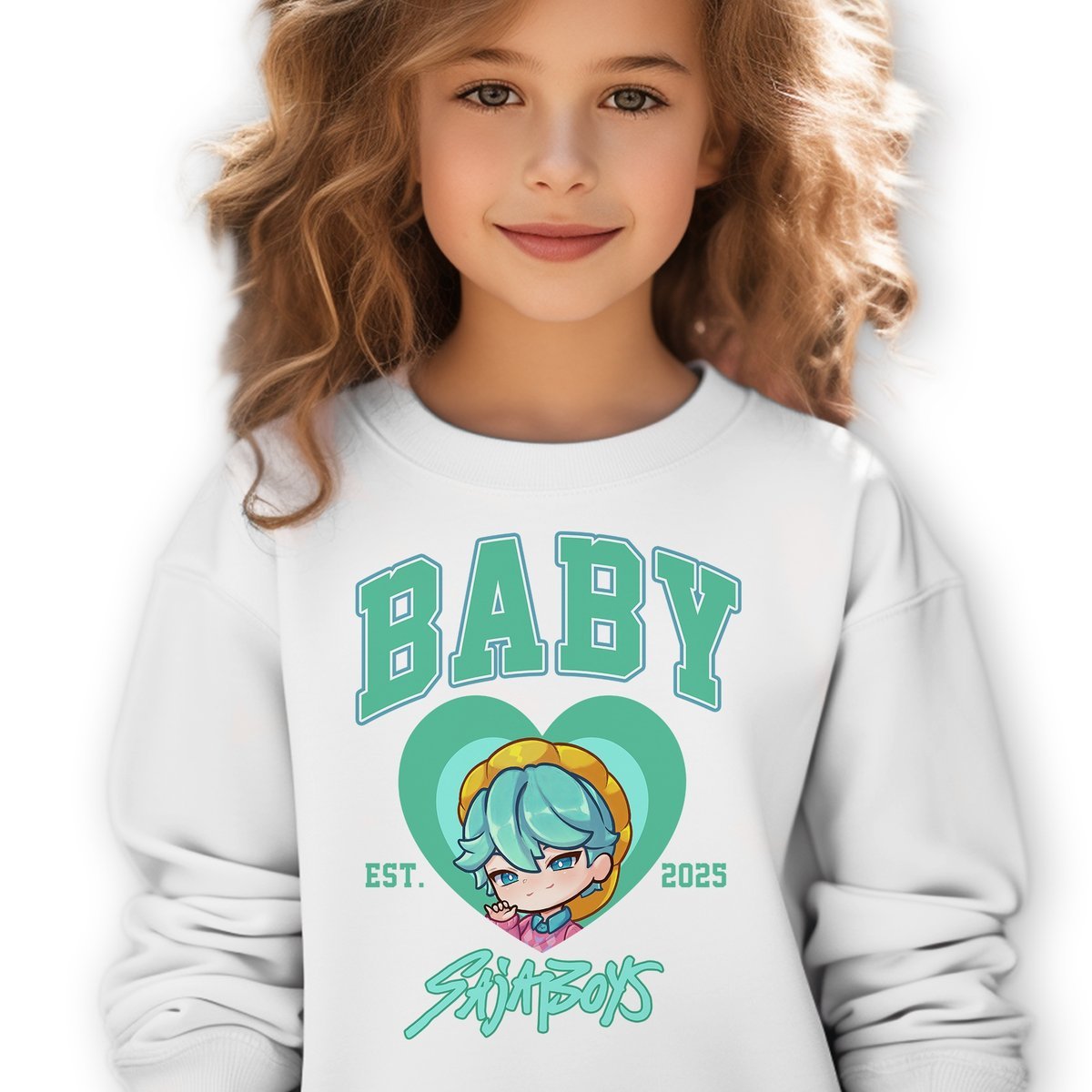 Bluza Dziecięca Biała BABY SAJABOYS Do Przedszkola K-pop Muzyka Wz - 152 cm