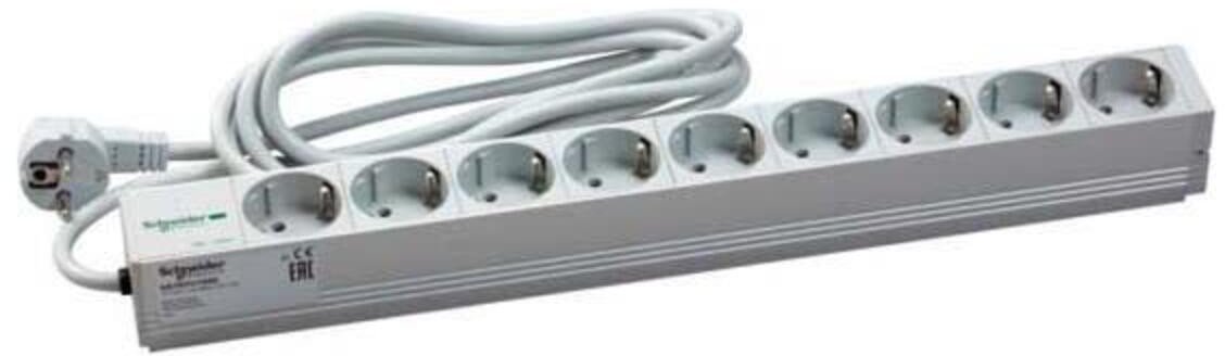 SCHNEIDER ELECTRIC ACTASSI 1U PDU POWER DISTRIBUTION RAIL - 9 SCHUKO SOCKETS 19P VDE NSYAPU19S9