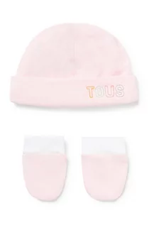Rękawiczki dla dzieci - Tous czapka i rękawiczki dziecięce kolor różowy z cienkiej dzianiny bawełniana - grafika 1