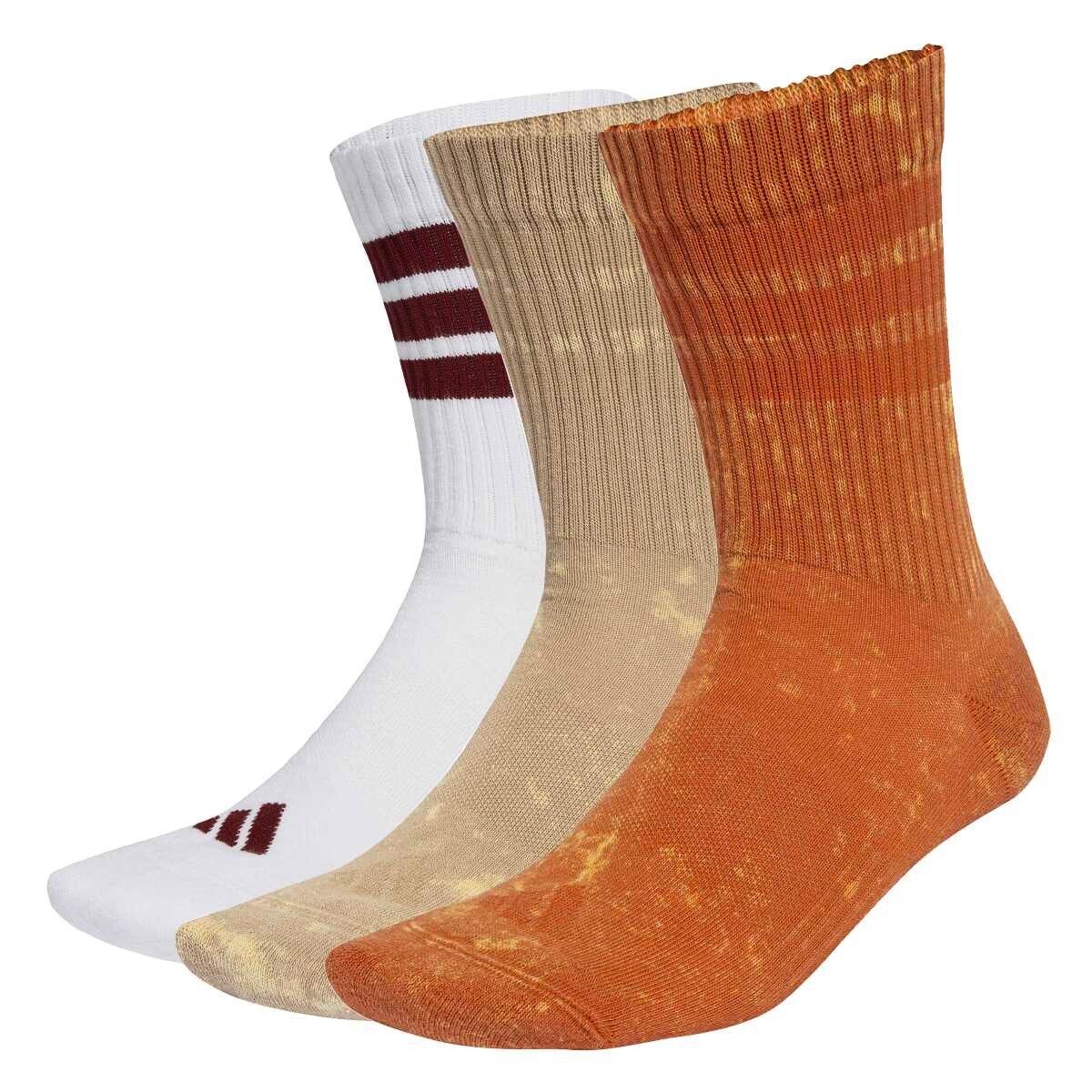 Skarpetki adidas 3 Stripes Cushioned Crew Stone Wash 3 Pair Pack Fox Orange/Warm Sandstone/White L