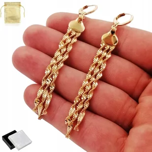 PIĘKNE ZŁOTE KOLCZYKI WISZĄCE CHWOSTY 18K PREZENT DLA DZIEWCZYNY MAMY ŻONY - Kolczyki - miniaturka - grafika 1