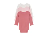 Body dla niemowląt - Lupilu Body niemowlęce z długim rękawem 3 sztuki Biały/różowy 86/92 - miniaturka - grafika 1