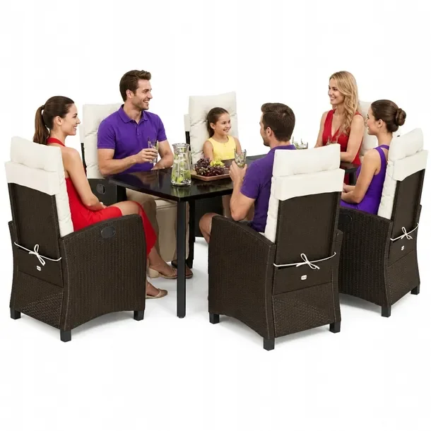 Zestaw Mebli Ogrodowych Rattan PE, Stół 160x80x74 cm, Krzesła 57x66x93 c