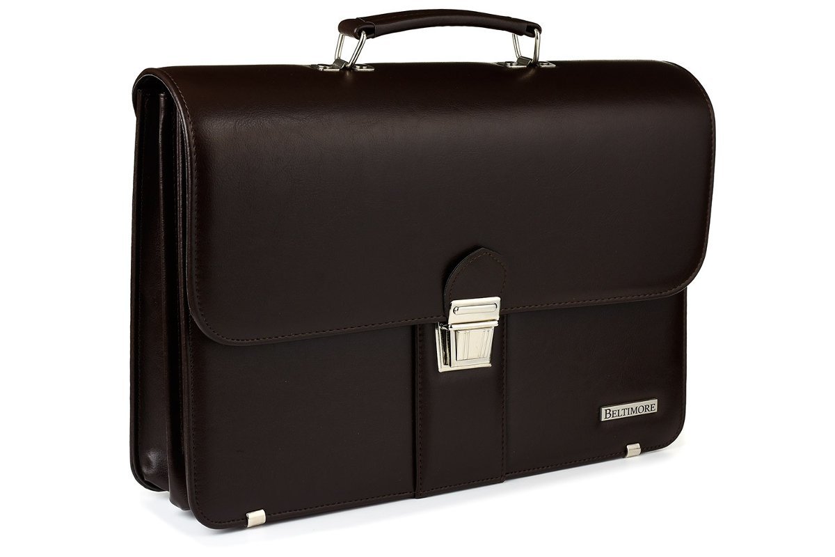 Brązowa męska aktówka Beltimore teczka elegancka pojemna W37 brązowy, beżowy