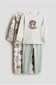Piżamy dla dziewczynek - H & M - Bawełniana piżama w nadruki 2-pak - Zielony - H&M - miniaturka - grafika 1