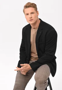 Dzianinowa marynarka jednorzędowa JB-BOND - Marynarki męskie - miniaturka - grafika 1