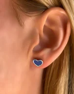 Kolczyki - Kolczyki srebrne z tytanowym sercem - miniaturka - grafika 1
