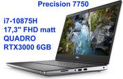 Laptopy - Stacja Graficzno-Robocza Dell Precision 7750 i7-10875H 16GB 512SSD 17,3 FHD 1920x1080 QUADRO RTX3000 6GB WiFi BT Kam win10/11pro gw12mc N003P7550EMEA_I9 - miniaturka - grafika 1