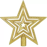 Ozdoby bożonarodzeniowe - Czubek na choinkę 15cm szpic, gwiazda ażurowa złota - miniaturka - grafika 1