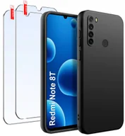 Etui i futerały do telefonów - ZESTAW Etui do Xiaomi Redmi Note 8T Matowe Czarne Silikon Slim +2 SZT SZKŁO - miniaturka - grafika 1