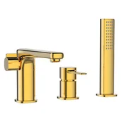 Baterie wannowe i prysznicowe - Invena Bateria wannowa 3-otworowa złota 21.5 cm Magic - miniaturka - grafika 1