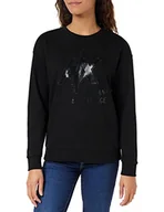Bluzy damskie - Armani Exchange Damska bluza Sustainable, Studded Logo, Comfy Fit, czarna, S, czarny, S - miniaturka - grafika 1