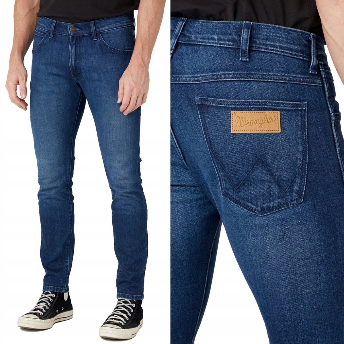 Wrangler BRYSON SKINNY Blue Ring CIEMNE SPODNIE JEANSOWE RURKI W28 L34