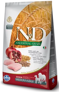 Farmina N&D Low Grain Chicken&Pomegranate Senior Medium&Maxi 12 kg - Sucha karma dla psów - miniaturka - grafika 1