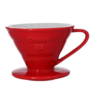 TIAMO Ceramiczny drip Tiamo z uchem V02 Czerwony 4715660755363 - Zaparzacze i kawiarki - miniaturka - grafika 1