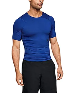 Under Armour męska koszulka kompresyjna Rush top z krótkim rękawem, zwiększająca wydajność koszulka do biegania dla mężczyzn, sportowa koszulka z dopasowaniem kompresyjnym NIEBIESKI L - Koszulki i topy damskie - miniaturka - grafika 1