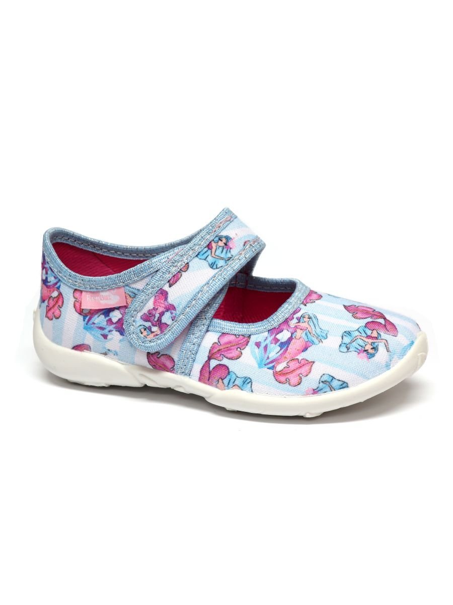 Dziewczęce kapcie z nadrukiem, syrenki, błękitne, Renbut r.30