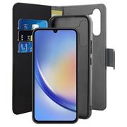 Portfele - Puro Etui z klapką plecki + portfel 2w1 Wallet Detachable 2 in 1 do Galaxy A34 5G, czarne - miniaturka - grafika 1