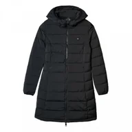 Płaszcze damskie - Damski płaszcz puchowy pikowany Guess New Aletta Long Puffer Jacket - czarny - GUESS - miniaturka - grafika 1