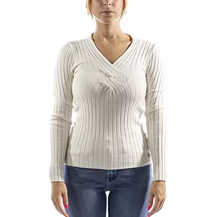 GUESS Guess Ines Vn Ls sweter damski (1 opakowanie), Kremowa biała., M - Swetry damskie - miniaturka - grafika 1