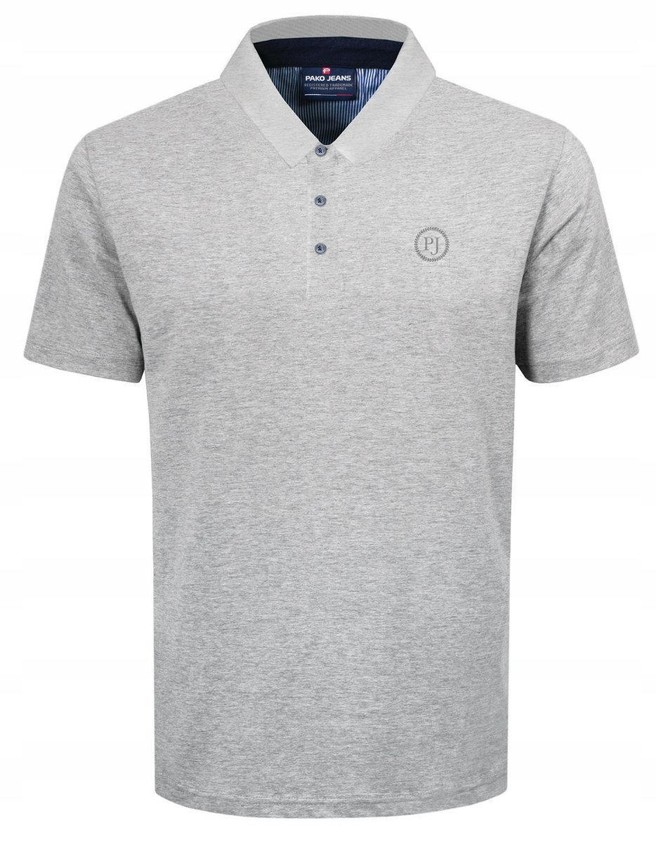 POLO Koszulka Męska POPIELATA Gruba Bawełna DASO Elegancka Pako Jeans